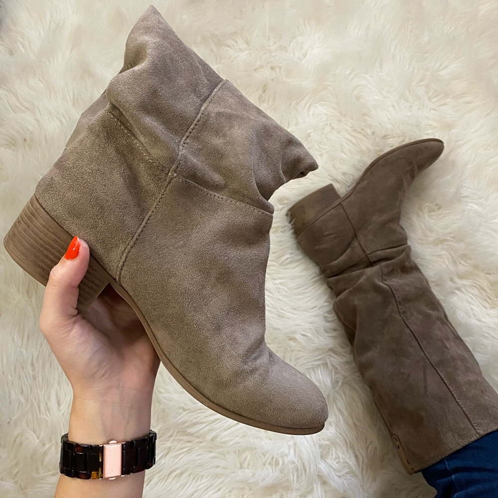 Faux Suede Grey Riding Boots